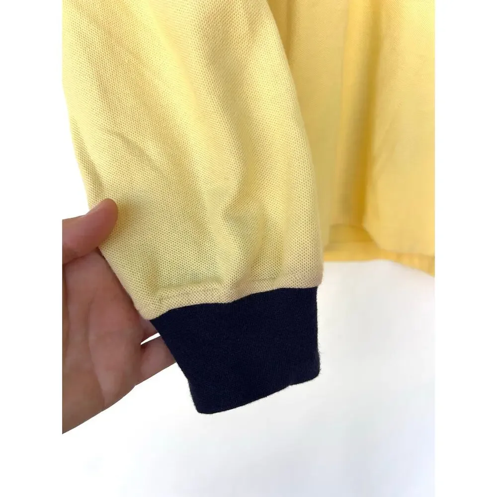 Vintage Yves Saint Laurent Oversized Shirt Long Sleeve Yellow YSL Logo Sporty